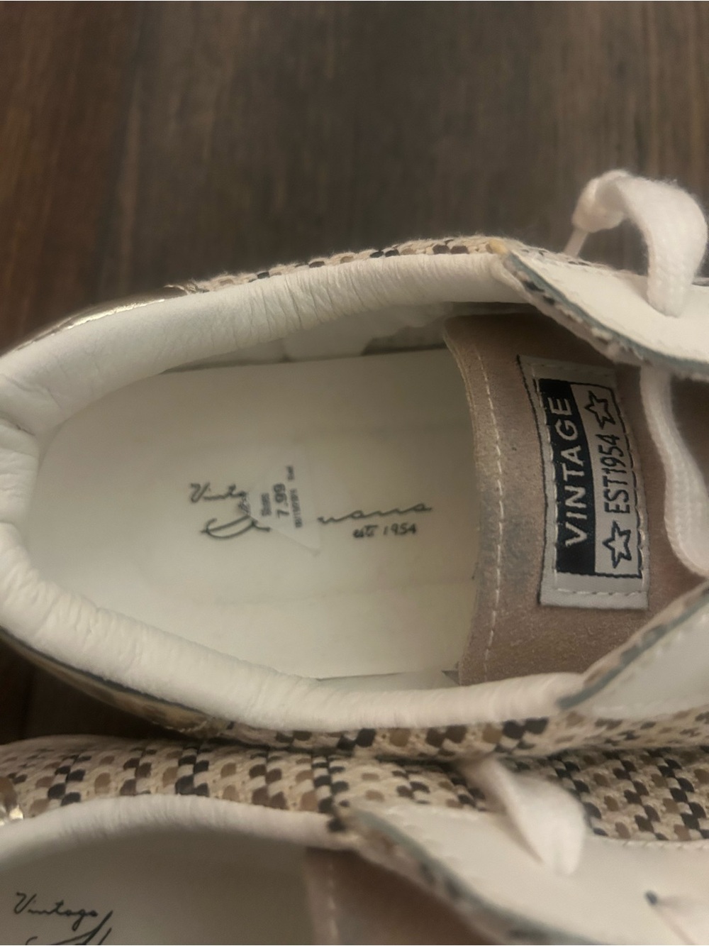Vintage Havana Women's Beige, White and Black Woven Sneakers - Picture 10 of 14